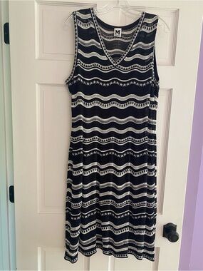 M by Missoni Black and White Sleeveless V-Neck Midi Dress